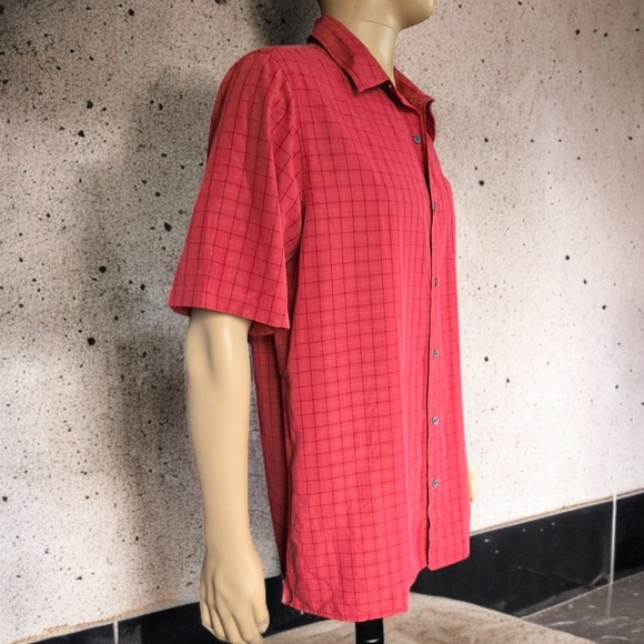 NWT MARMOT ( L ) FOR LIFE Red Plaid ("Eldridge Redstone" Short Sleeve Button Up - Picture 4 of 7